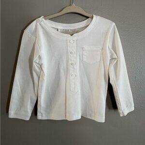 Baby Beau & Belle White Long Sleeve Henley Shirt Size 2–3